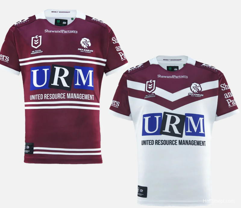 2025 Manly Warringah Sea Eagles White with Maroon V-Chevron Away Jersey