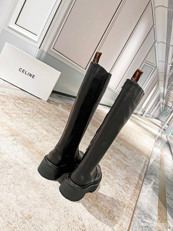 Celine 2025/ss Triomphe Side Zipper Knee High Boots - L Y00420