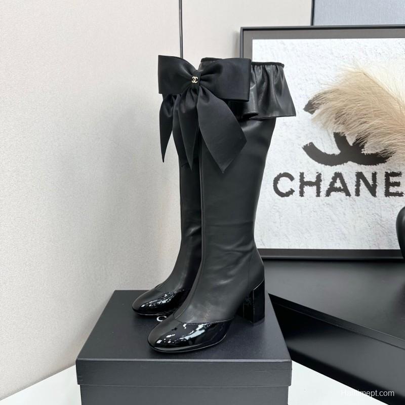 Chanel 2025 SS Bow Detail Block Heel Boots - L Y00600