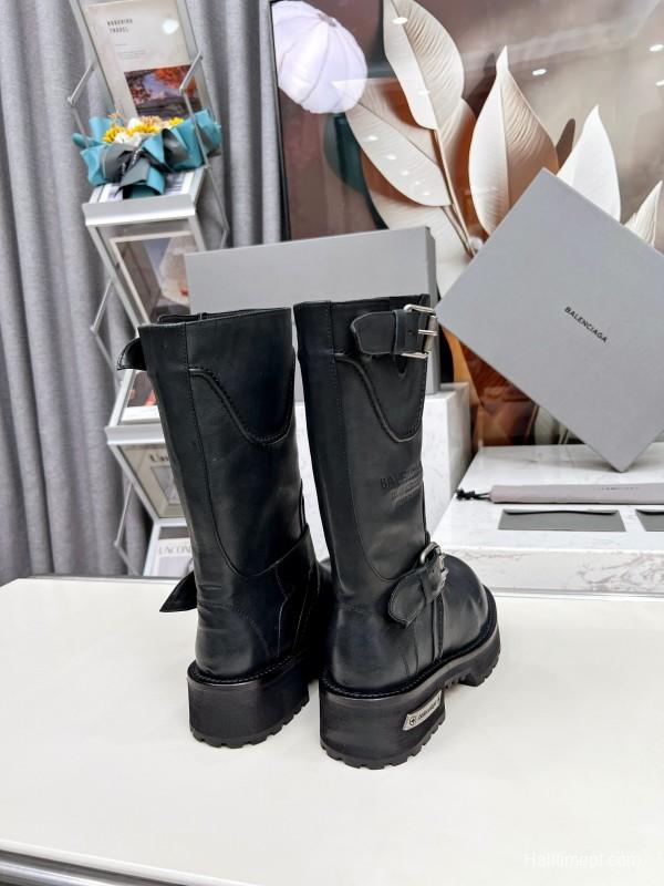 Banciga Paris 25FW Venom Mid-Calf Boots Punk Motorcycle Style with Buckle and Thick Sole - LY00480