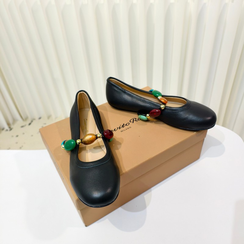 Gianvito Rossi Bohemian Style Turquoise Flat Ballet Shoes - LY00320