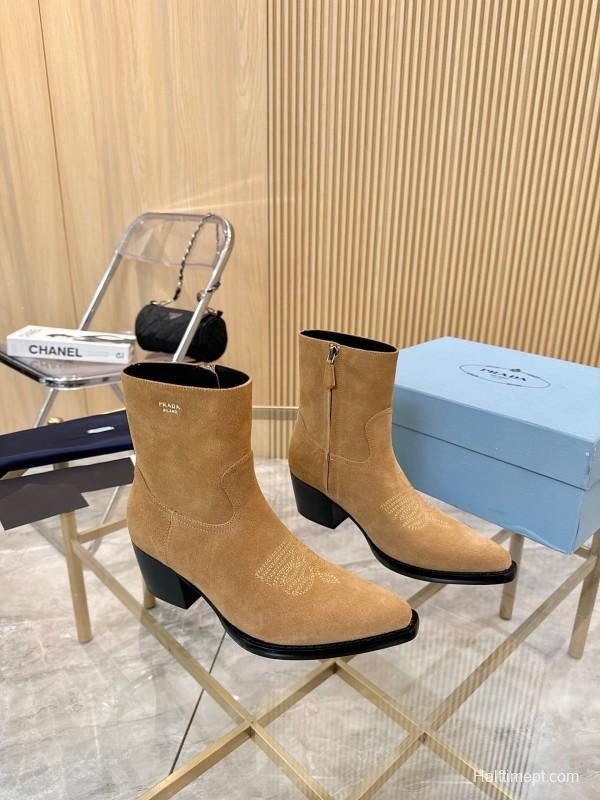 Prada Classic Pointed Toe Boots - L Y00330