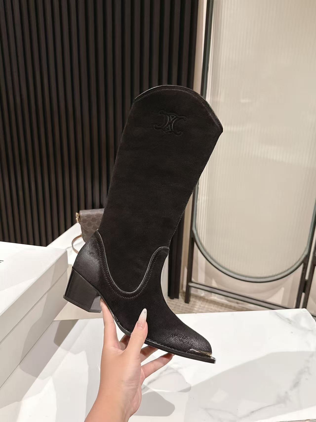 CELINE 2025 SS Fashion Boots with Arch of Triumph Logo - LY00500