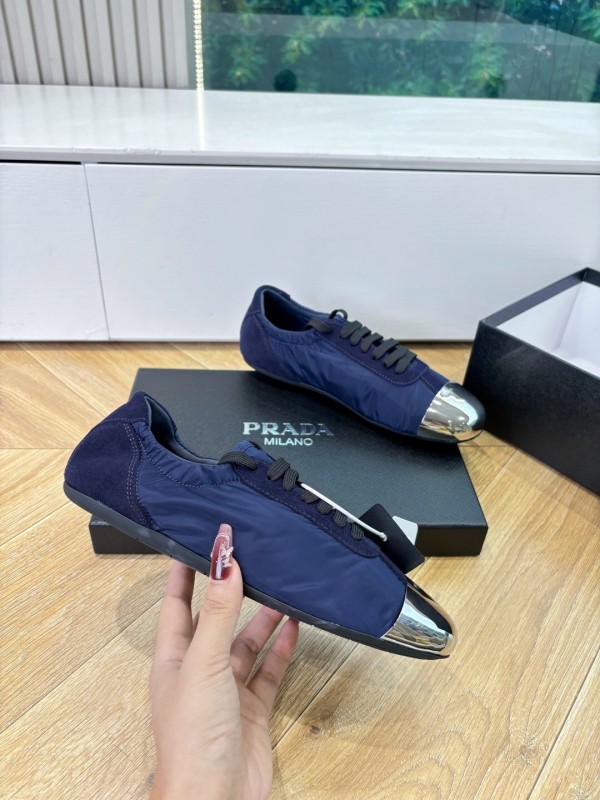 Prada Metal Toe Thin Sole Trainer Casual Shoes - LY00280