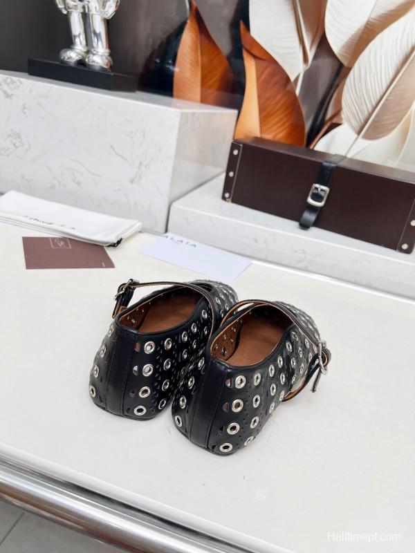 Alaia 2025/SS Perforated Ballet Flats - LY00320