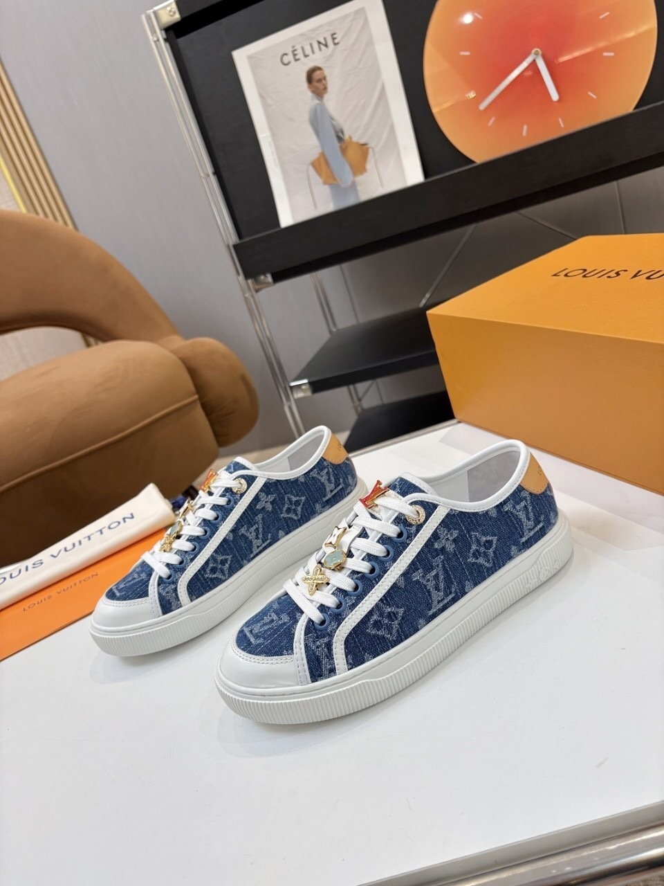 Louis Vuitton Lagoon Series Monogram Denim Sneakers with Leather Accents - AS00300