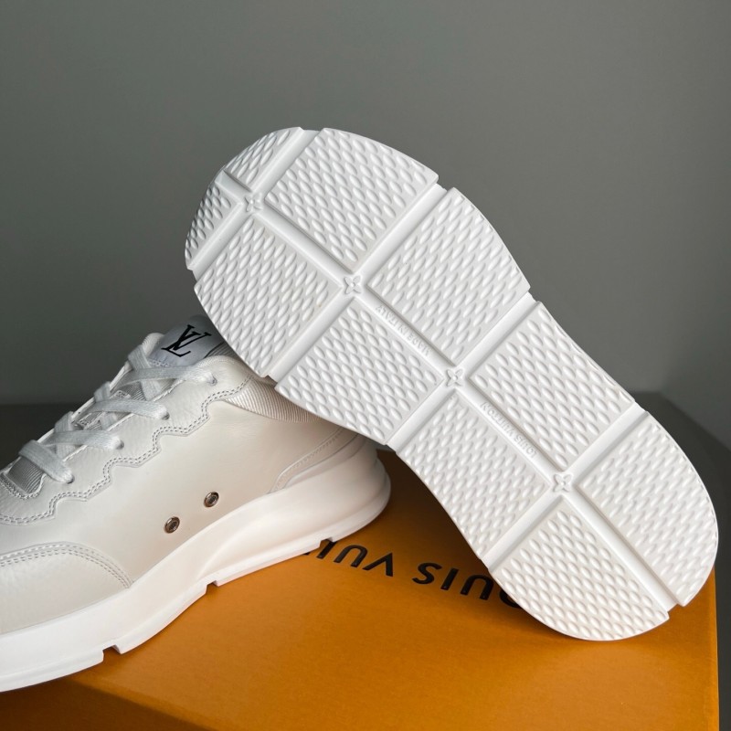 Lv Classic Leather Round Toe Lace-Up Low Top Casual Shoes - YC