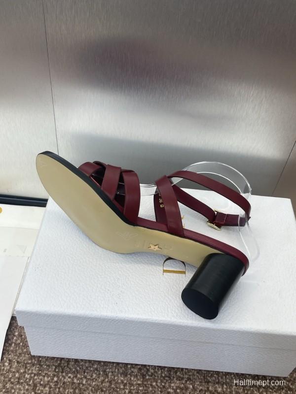 Dior D-Club Jelly Color Hollow Layered Cross Strap Mid Heel Women Shoes - KFY00290
