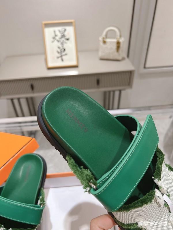 H Sandals 2025SS Fringe Slides with Platform - LY00270