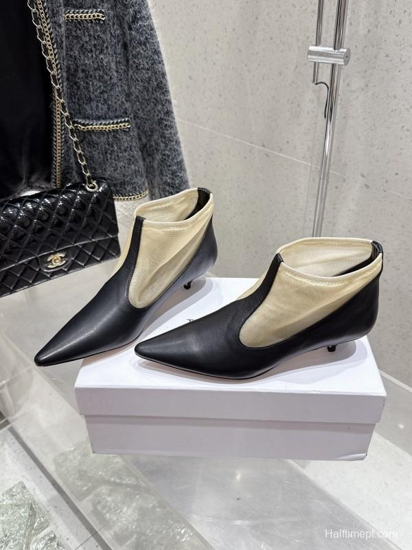 THEROW 2025SS French Retro Simple Style Mesh Kitten Heel Sandals - KFY00320