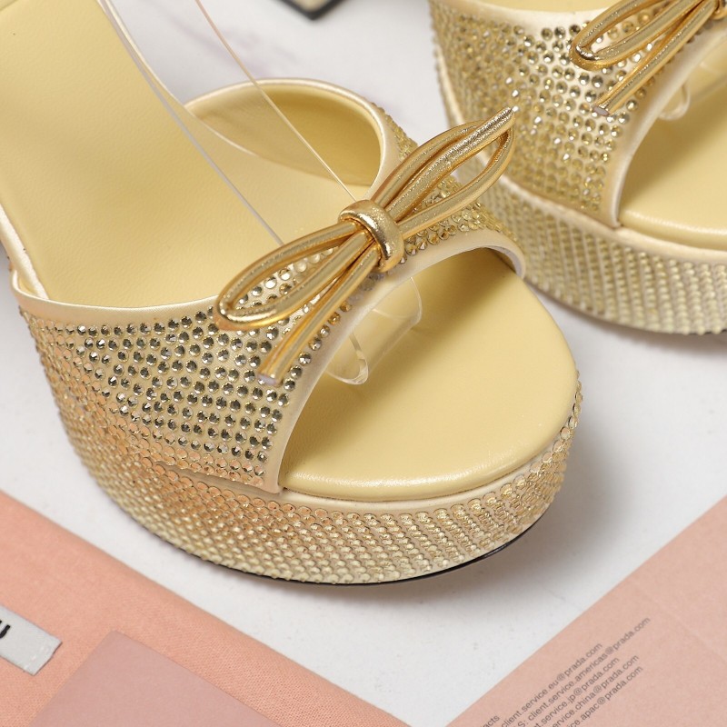 MIUMIU Bling Bling Swarovski Crystal Sandals with 11.5cm Heel - KFY00340