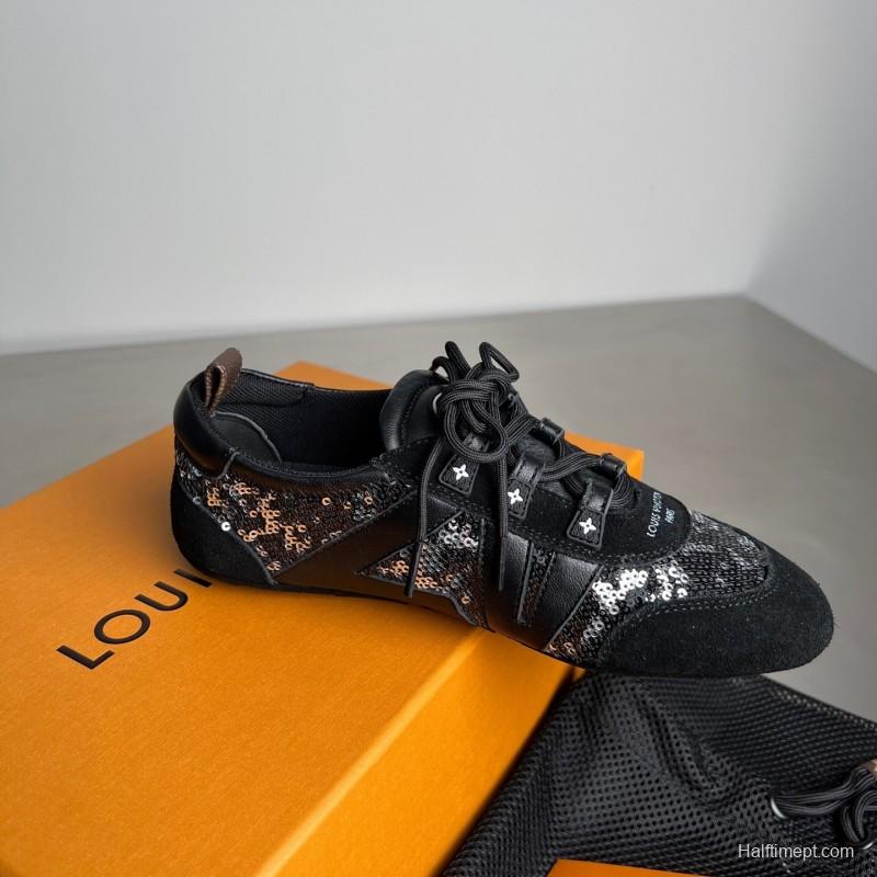 Lv Sneakerina 2025 SS Ballet Round Toe Lace-Up Low Top Lifestyle Casual Shoes - YC