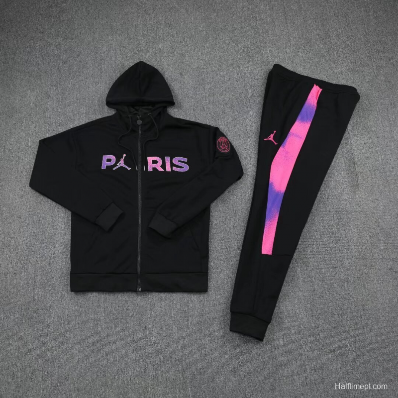 2025 Air Jordan Jumpman Black Purple Hoodie Full Zipper Jacket+Long Pants