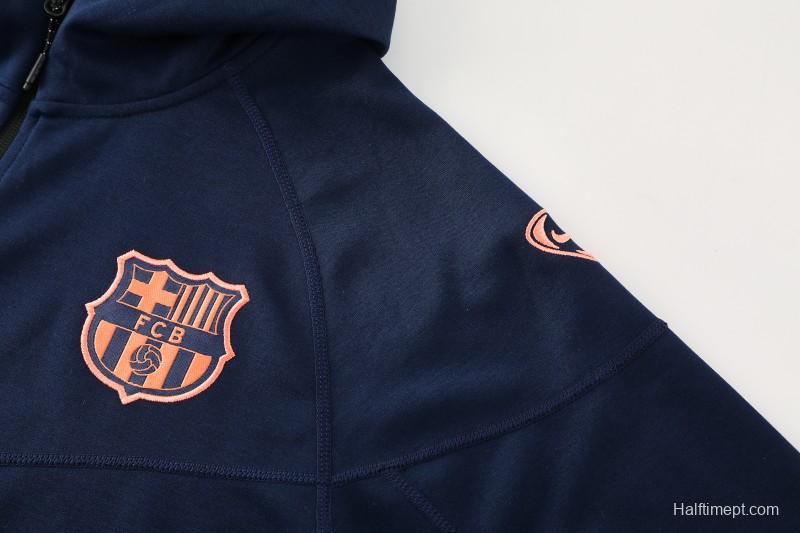 25/26 Barcelona 01 Royal Blue Hoodie Full Zipper Jacket+Long Pants