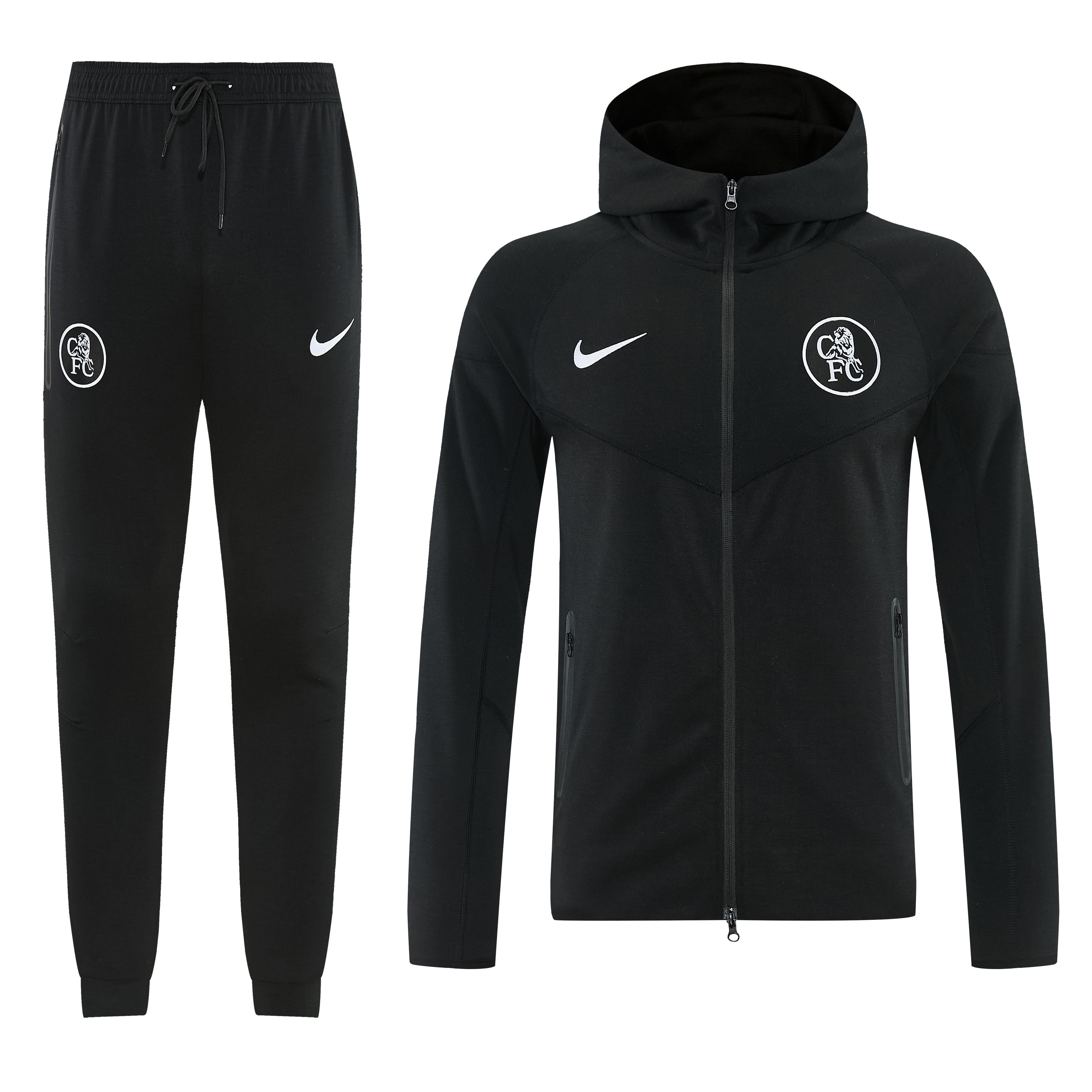 25/26 Chelsea Black Full Zipper Hoodie Windbreaker + Long Pants