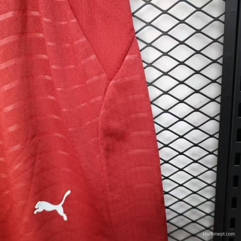 2026 Player Version Portugal Red with Wave Pattern Shorts