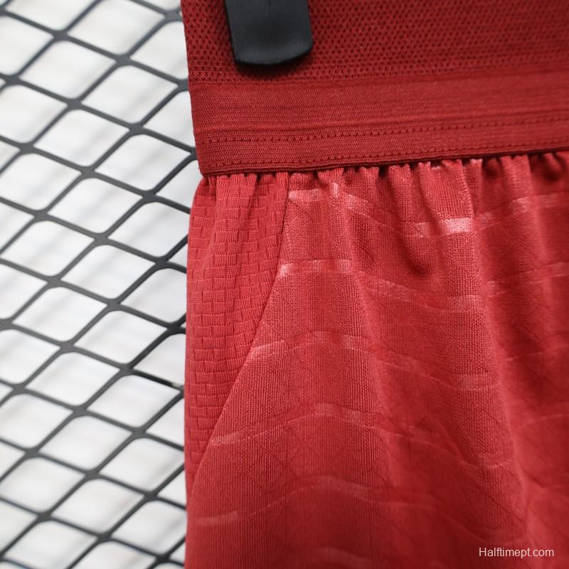 2026 Player Version Portugal Red with Wave Pattern Shorts