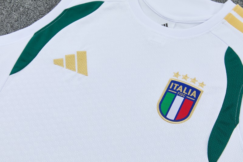 26/27  Italy White Sleeveless Training Vest +Shorts Set