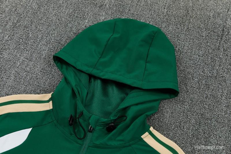 26/27 Italy Green Full Zipper Hooded Jacket Tracksuit + Long Pants