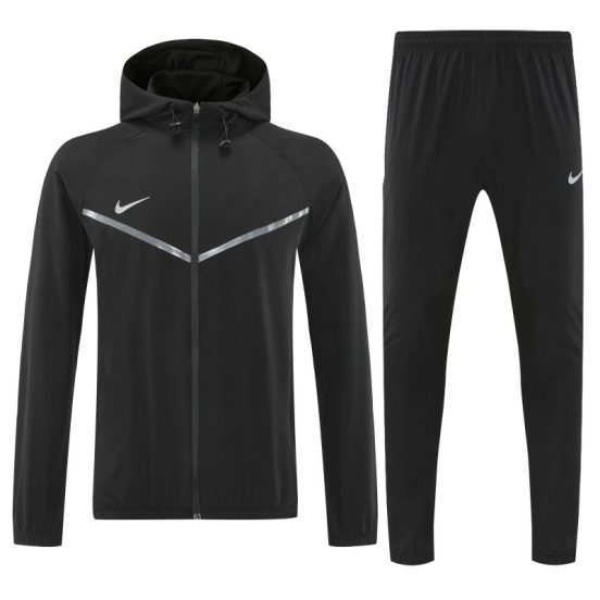26/27 Nike Black Full Zipper Hooded Jacket Tracksuit + Long Pants
