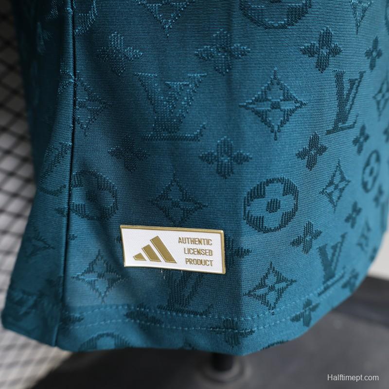 Player Version 2026 Real Madrid × Louis Vuitton Teal LV Monogram Adidas Collab Special Edition Jersey