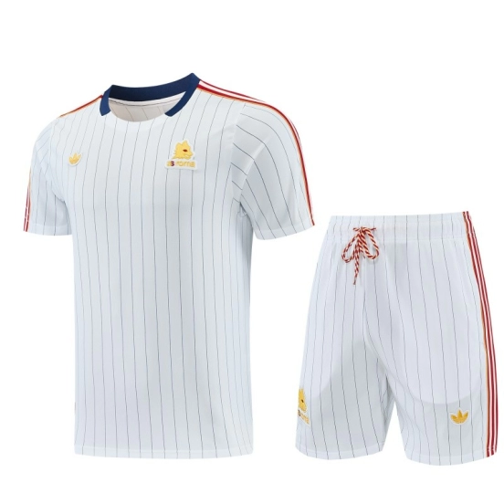 26/27 AS Roma White Short Sleeve+Soccer Shorts