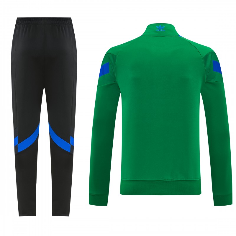 26/27 Adidas Originals Green  Full Zipper Jacket Tracksuit + Royal Blue  Long Pants