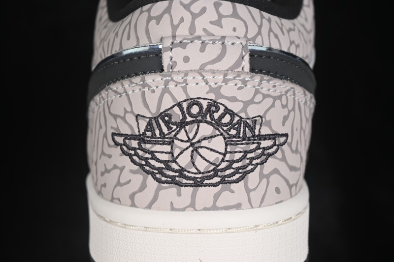 Nike Air Jordan 1 Low Retro Basketball Shoes with White Grey Crackle Design - IU2268-100