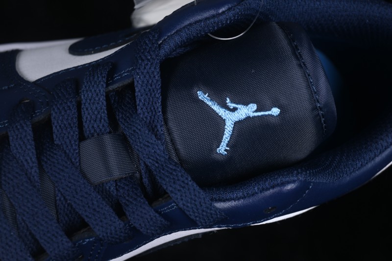 Nike Air Jordan 1 Low Retro Basketball Lifestyle Shoes with Classic White and Blue Colorway - 553558-404
