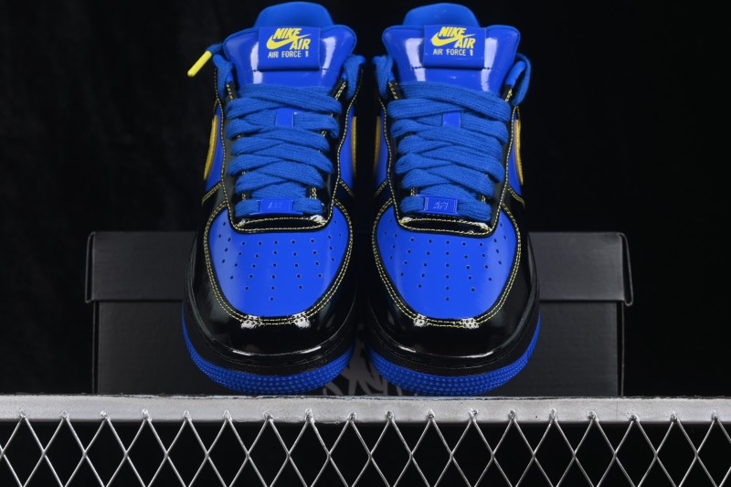 Nike Air Force 1 Low Central Cee Racer Blue Black Yellow Patent Leather Casual Sneakers - IQ1402-010