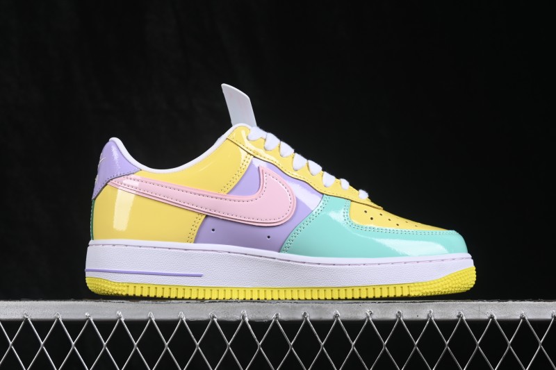 Nike Air Force 1 '07 Low Basketball Shoes with Patent Leather Color Blocking and Full-Length Air Cushion - IQ9706-701