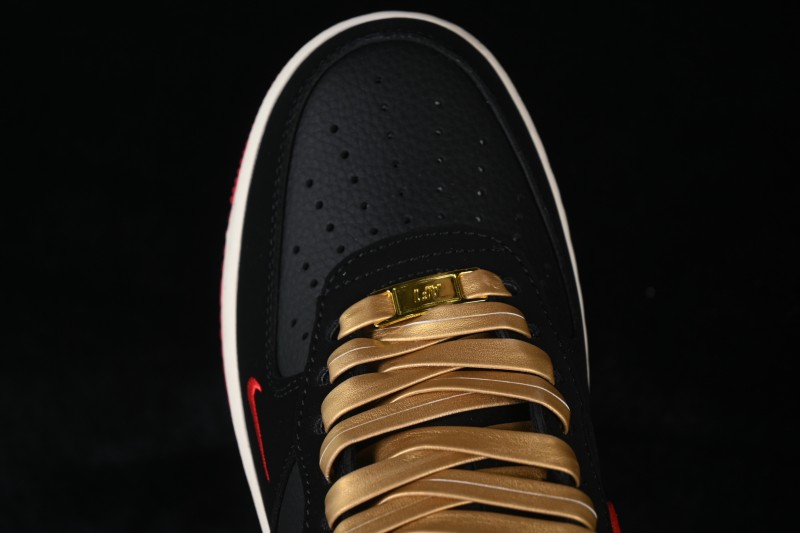 Nike Air Force 1 '07 Low Men's Basketball Shoes with Metallic Gold and Red Flame Design - NH0601-528