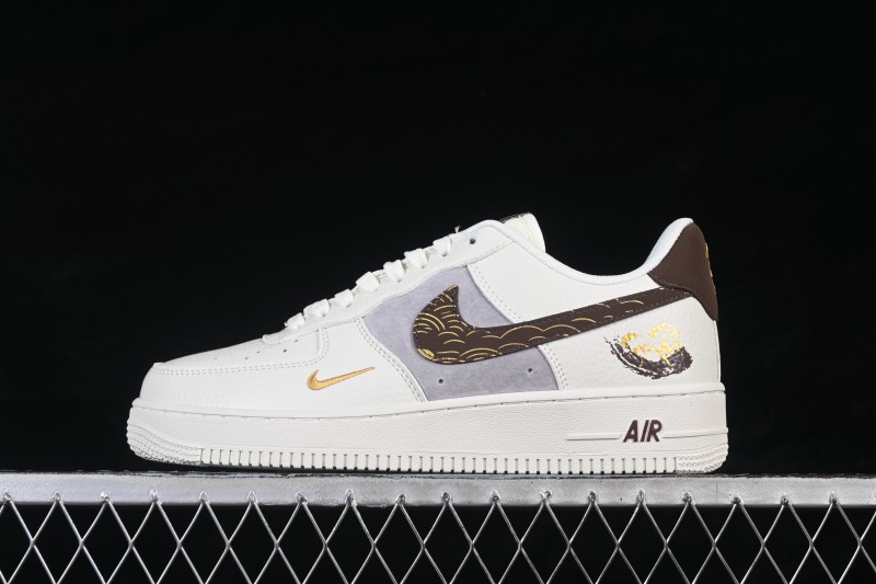 Nike Air Force 1 '07 Low Chinese New Year Year of the Horse Edition Brown and Gold Accents Low-Top Casual Sneakers - FQ7637-001