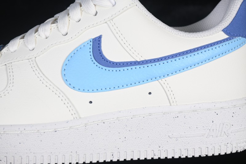 Nike Air Force 1 '07 Low Basketball Shoes with Dual Swoosh Design in White and Blue - DO9786-100