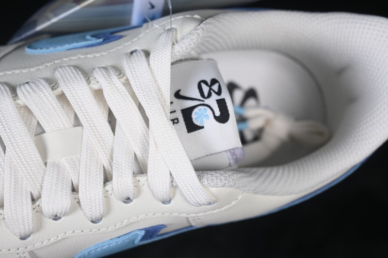 Nike Air Force 1 '07 Low Basketball Shoes with Dual Swoosh Design in White and Blue - DO9786-100