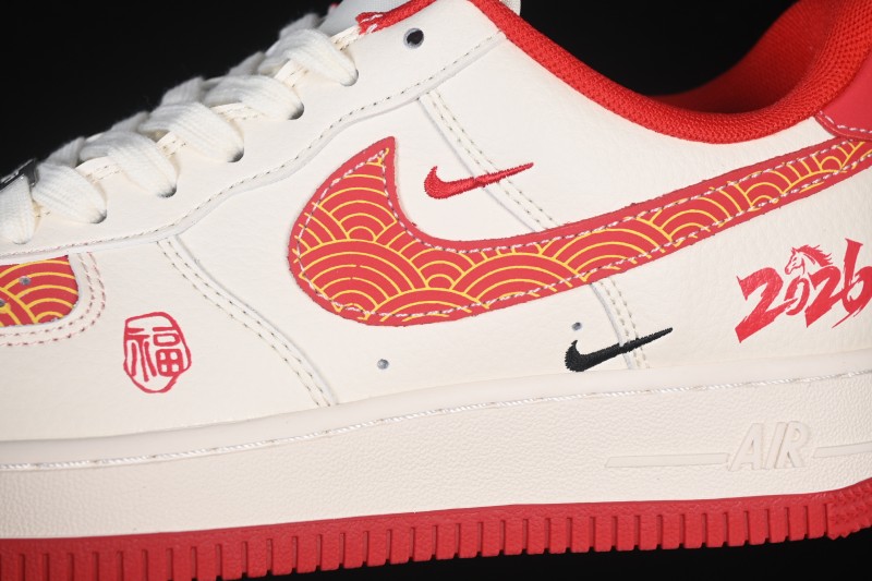 Nike Air Force 1 '07 Low Basketball Shoes with Red and Gold Overlay Design - MZ9588-838