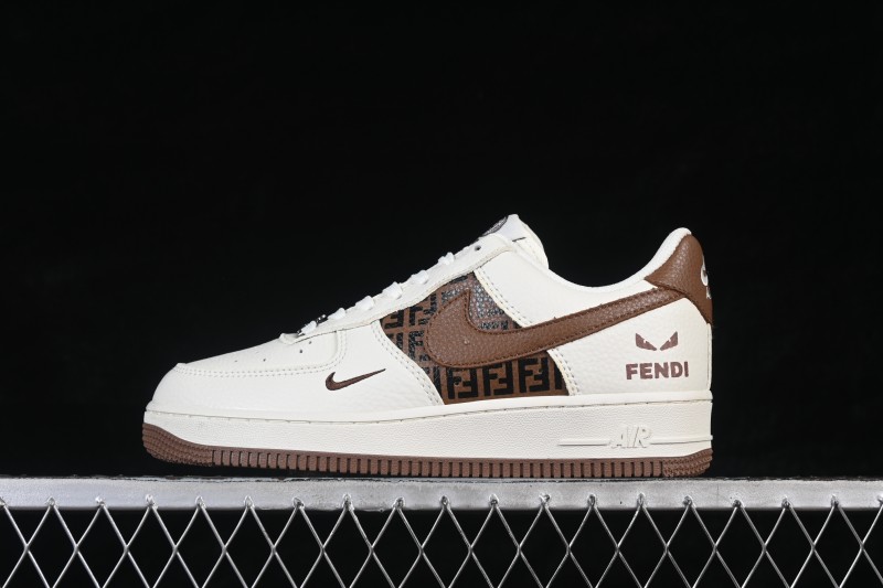 Nike Air Force 1 '07 Low Fendi-Inspired Retro White and Brown Casual Sneakers - XY9025-017