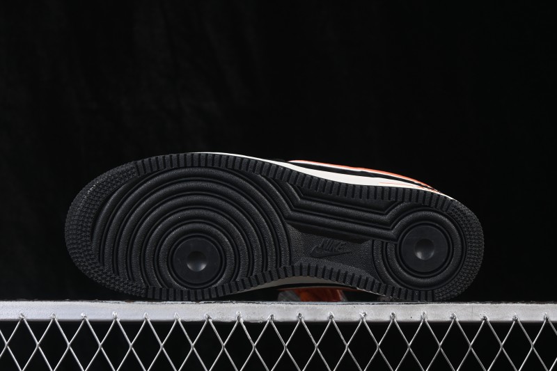 Nike Air Force 1 '07 Low Black and Orange Casual Skateboarding Shoes with Full-Length Air Cushion - FV3694-107