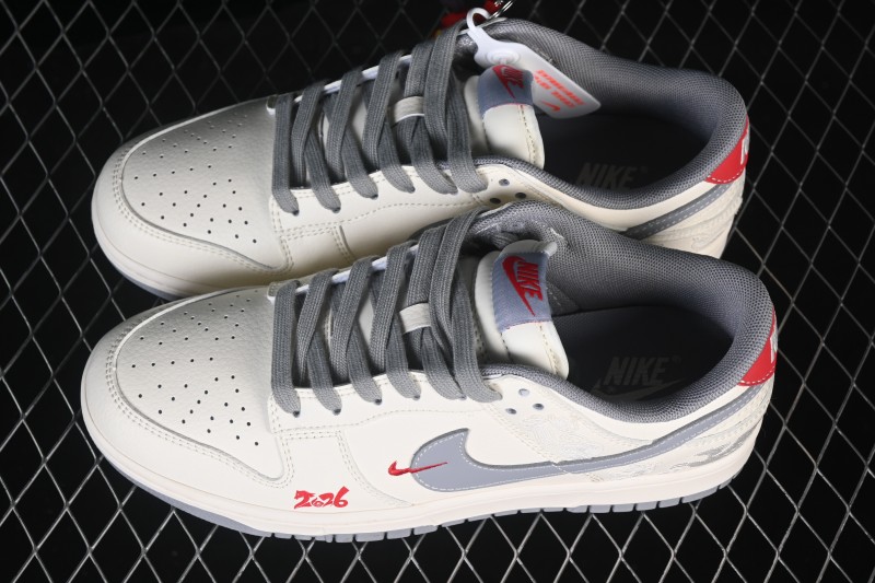 Nike SB Dunk Low Year of the Horse Chinese Style White Gray Skateboarding Shoes - FF9989-024