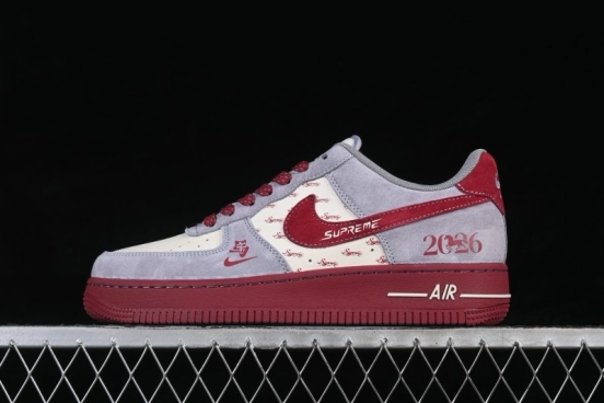 Nike Air Force 1 '07 Low Year of the Horse Limited Edition Grey Red Two-Tone Casual Sneakers - JP2026-136