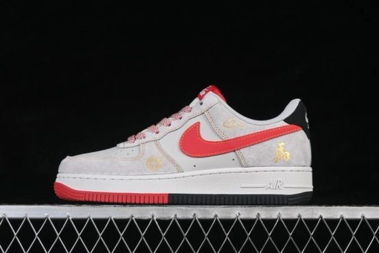 Nike Air Force 1 '07 Low Casual Sneakers with Red and Gold Chinese New Year Design - HT5088-629