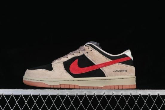Nike SB Dunk Low Casual Skateboarding Shoes with Khaki and Black Swoosh - HJ0367-200