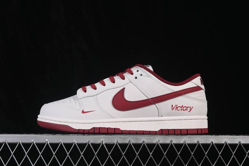 Nike SB Dunk Low White Red Swoosh Low-Top Skateboarding Shoes - WR0620-117