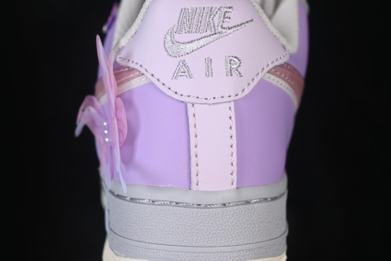 Nike Air Force 1 '07 Low Hand-Painted Graffiti Pastel Pink and Purple Butterfly Theme Casual Sneakers - CJ0304-160