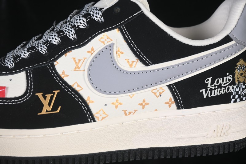 Nike Air Force 1 '07 Low Basketball Shoes with Black and White Color Blocking and Full-Length Air Cushion - KL1688-006