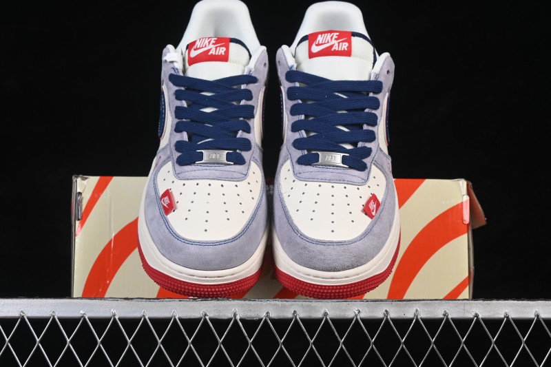 Nike Air Force 1 '07 Low Basketball Sneakers with Red and Blue Color Contrast - HT5088-625