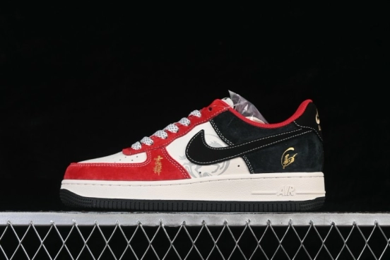 Nike Air Force 1 '07 Low Red and Black Auspicious Blessing Casual Skateboarding Shoes - FC1688-264