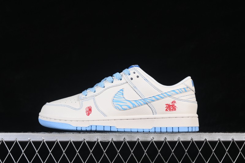 Nike SB Dunk Low Year of the Horse Ice Blue Crystal Custom Low-Top Casual Skateboarding Shoes - JJ2508-605