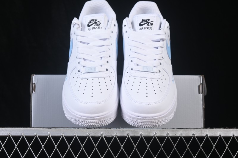 Nike Air Force 1 '07 Low Casual Basketball Shoes with White and Blue Swoosh and Full-Length Air Cushion - ZH0316-121