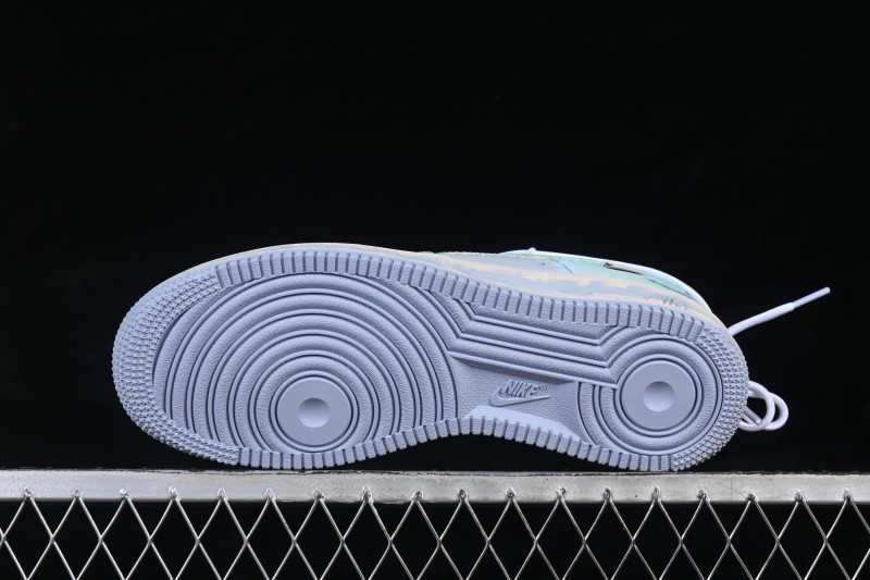 Nike Air Force 1 '07 Low Hand-Painted Graffiti Mint Haze Casual Sneakers - DB3301-919